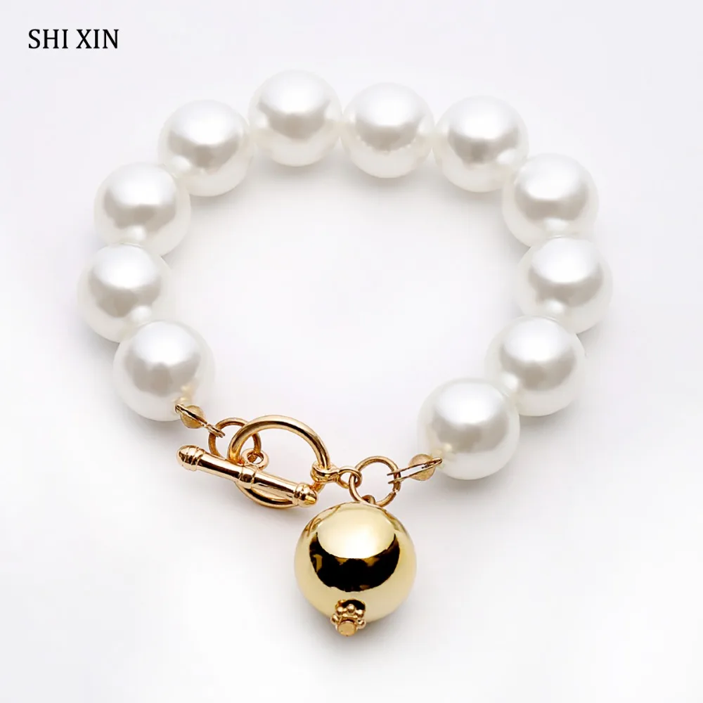 SHIXIN Boho амулеты жемчужный красочный браслет из акрилового бисера модные ювелирные изделия для женщин Богемные Дамы манжета ручной цепи женские подарки