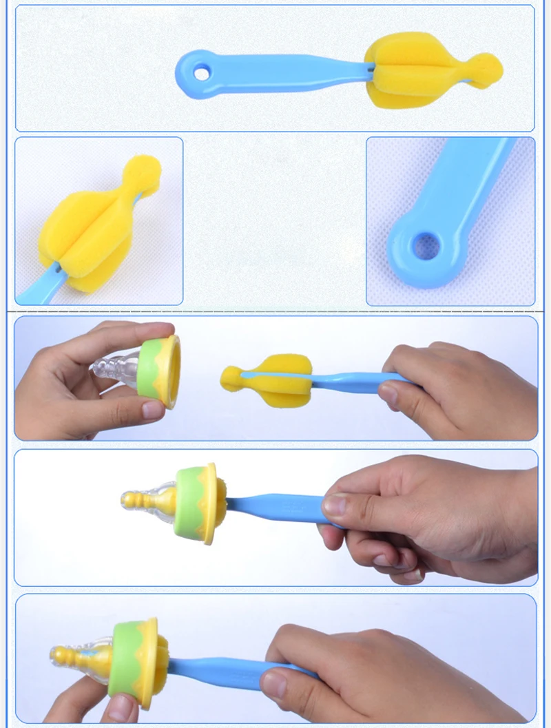 5 шт./лот щетка губка бутылки пластик стекло молоко воды бутылочка для