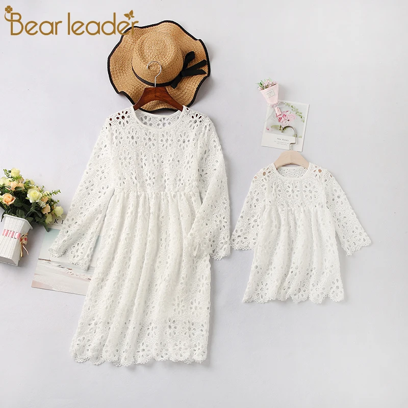 Bear Leader/одинаковые комплекты одежды для мамы и дочки детская с коротким рукавом Футболка в горошек+ юбка, одежда для всей семьи