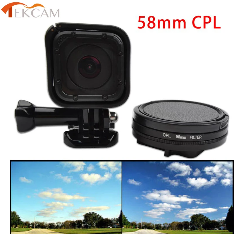Tekcam фильтр для Go Pro hero 4 session 58 мм CPL фильтр круговой поляризатор поляризационный фильтр объектива для Gopro hero 4 hero 5 session