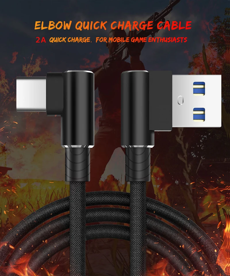 90 градусов USB кабель Micro usb type C зарядное устройство L локоть телефон дата-код для samsung Galaxy