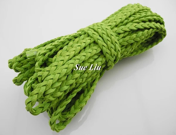 Apple Green 6 мм x 2,5 мм плоский Плетеный шнурок из искусственной замши и кожи-2 м каждая фотография - Цвет: Apple Green