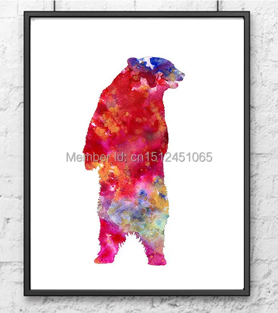 

New kids children wall art decor abstract pink red wall art picture living room bedroom decor canvas print bear animal painting
