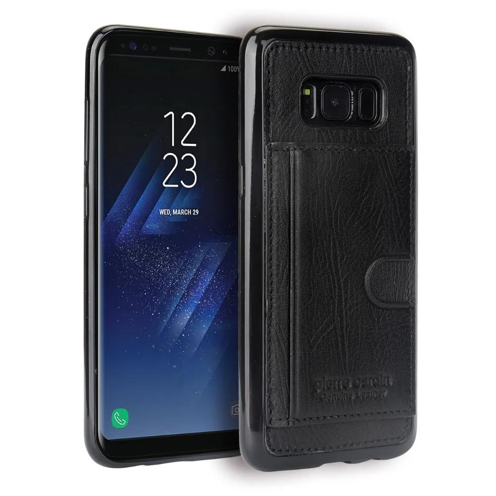 Чехол для Samsung Galaxy S8 Plus Pierre Cardin из натуральной кожи с держателем карт подставкой