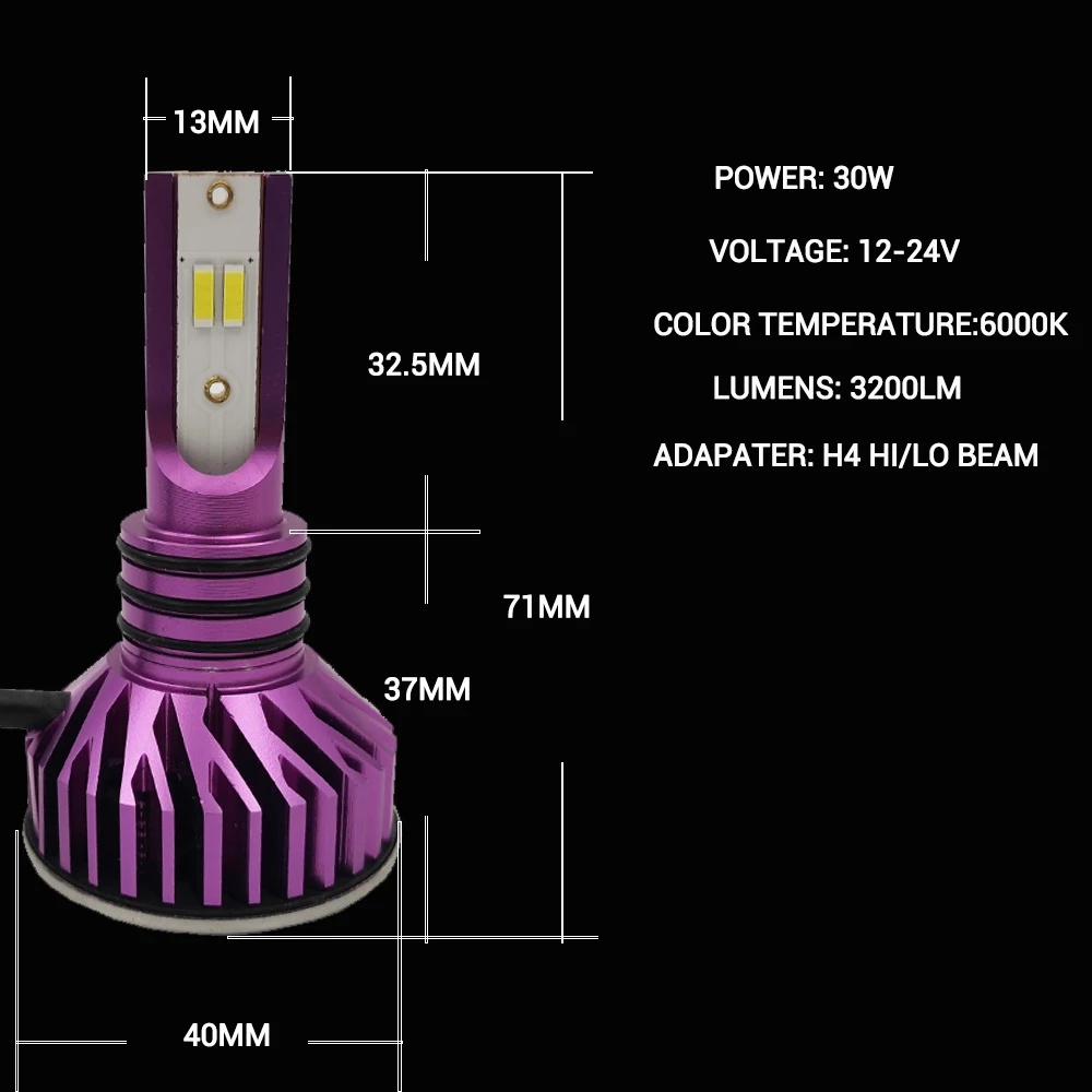DIC 4 стороны CSP светодиодный H4/HS1 фара мотоцикла PH8 PH7 H6 p15d BA20d p43t Высокая Низкая фары дальнего и ближнего света для укладки волос 30 Вт 3200LM противотуманные фонари
