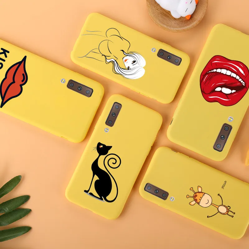 Мягкий желтый чехол из ТПУ для samsung Galaxy A70, чехол для samsung Galaxy A50, A30, S8, S9 plus, S7, S7 edge, силиконовый чехол