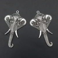 4pcs antique silver color elephant charm alloy pendants retro necklace bracelet diy metal jewelry findings 6237mm a1357
