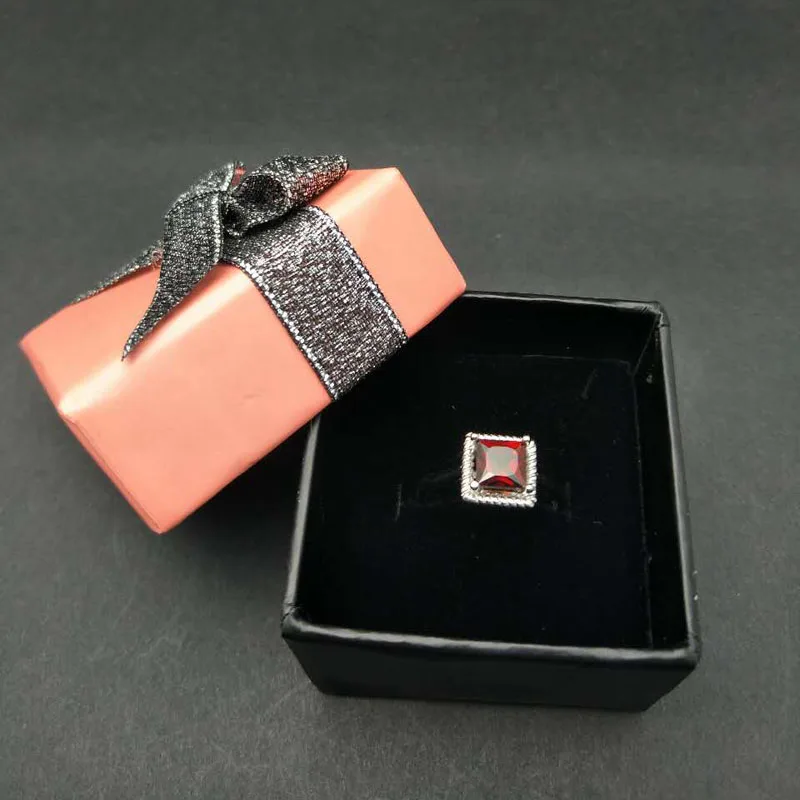 TBJ natural mozambique garnet square 6mm in 925 silver gemstone jewelry ring with gift box | Украшения и аксессуары