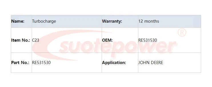Хорошее качество! Suotepower Турбокомпрессор C23 turbo C23-228-05 RE531530 для JOHN DEERE