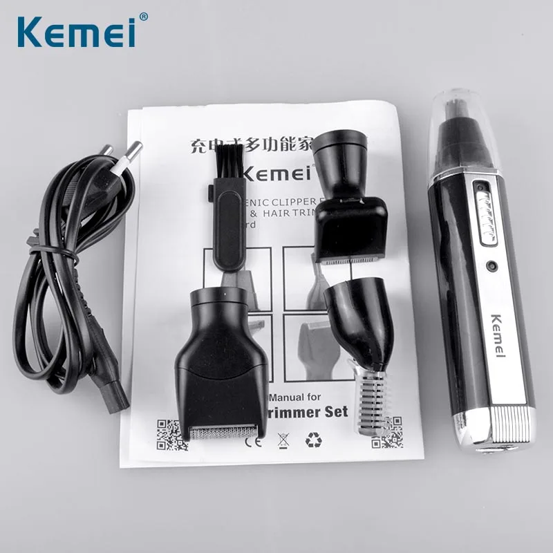 Kemei 4 в 1 Набор для кормления семьи перезаряжаемое устройство волос носу бритва