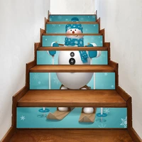 6pcsset cute snowman xmas stairs sticker for kid room bedroom pvc adhesive staircase decoration diy waterproof stairway decal