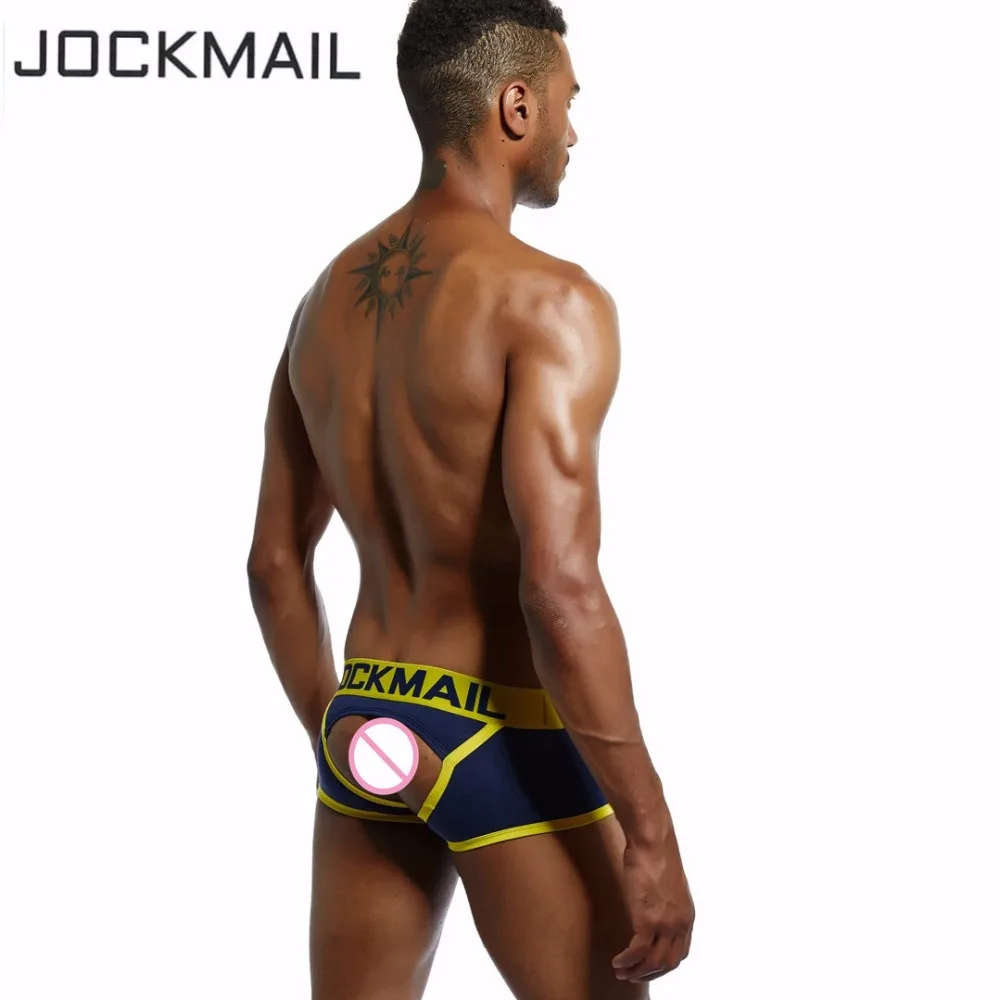 JOCKMAIL, фирменное Мужское нижнее белье с открытой спиной, бандаж, сексуальные трусики без нижней части, мужские боксеры, шорты, хлопок, открытая спина, Гей Нижнее белье