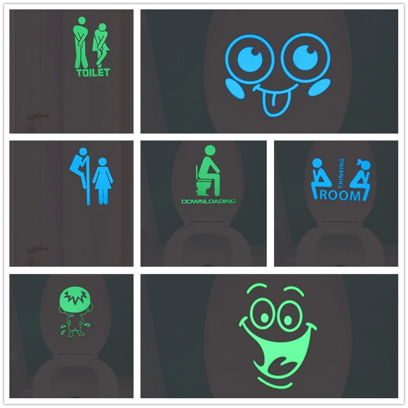 Зелено синяя светящаяся наклейка на унитаз дневная домашний декор украшение для