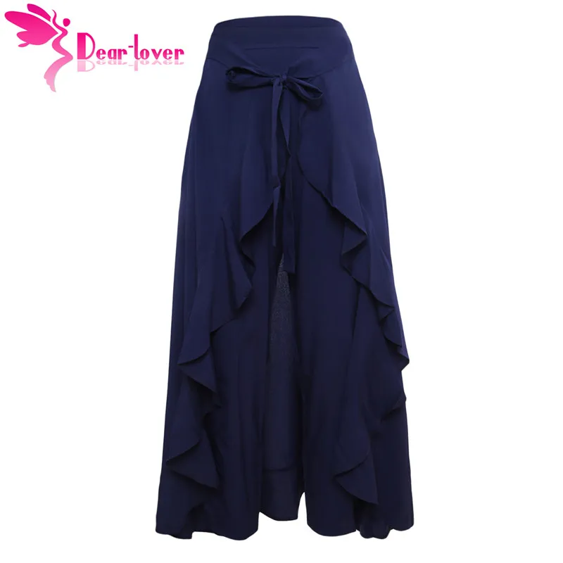 Dear Lover осень 2017 макси брюки женские OL Элегантные Pantalon Mujer шифон галстук-талия