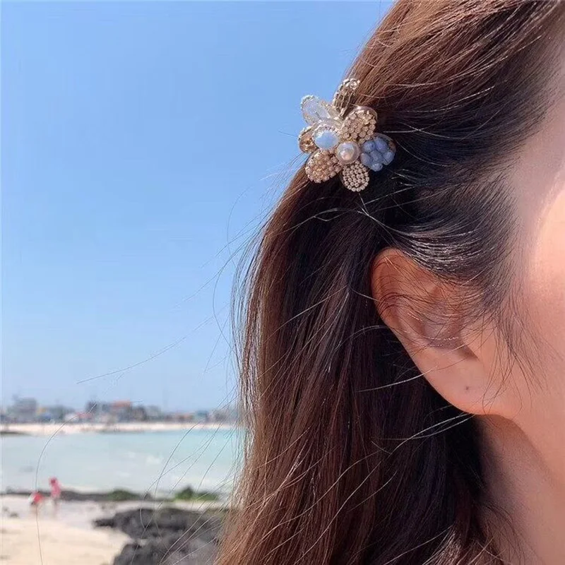 Женские заколки для волос MENGJIQIAO новые корейские яркие с кристаллами и цветами