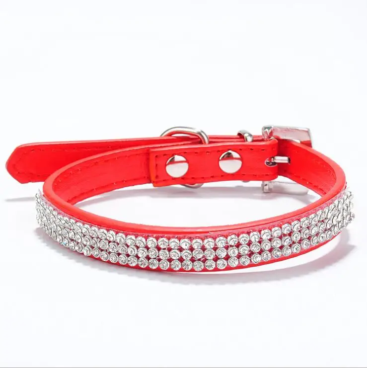 Rhinestone Puppy Dog Cat Collars Bling Collar for Small Medium Breeds 3 Rows Neck Strap XS S M L Free&ampDrop shipping | Дом и сад