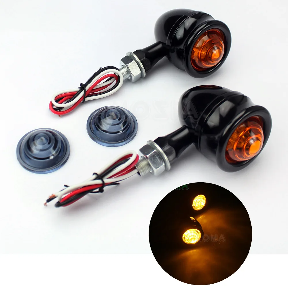 

2pcs Motorcycle LED Amber Smoke Lens Turn Signal Light For Harley Cafe Racer Bobber Indicator Blinker Lamp