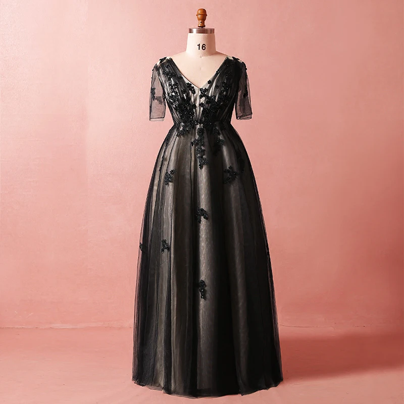 Вечерние платья больших размеров с рукавами трапециевидной формы v-образным
