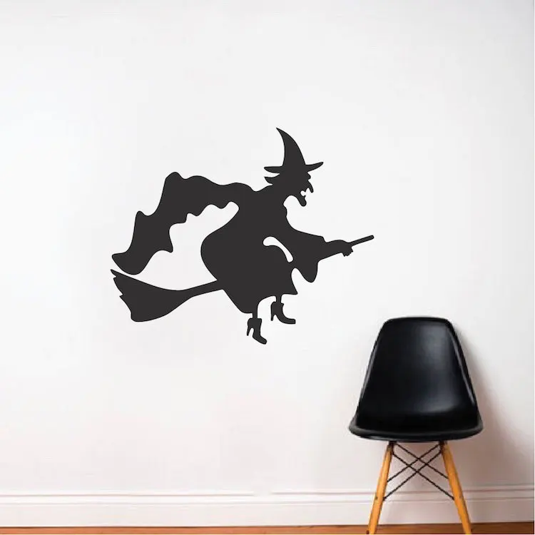 

Настенная Наклейка На Хэллоуин, Виниловая наклейка с летящей ведьмой, настенная наклейка, домашний декор, жилая искусственная живопись, дек...