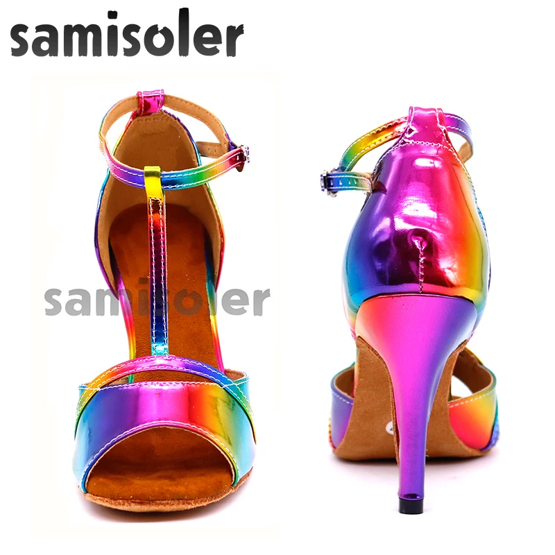 Samisoler/Обувь для латинских танцев яркие цвета радуги женская обувь из