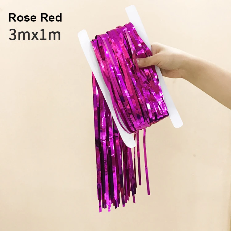 3M-Rose Red 3 м золотые вечерние фольга бахрома занавеска с блестками День Рождения украшения для взрослых занавески s свадебный фон Хэллоуин украшения - Цвет: 3M-Rose Red
