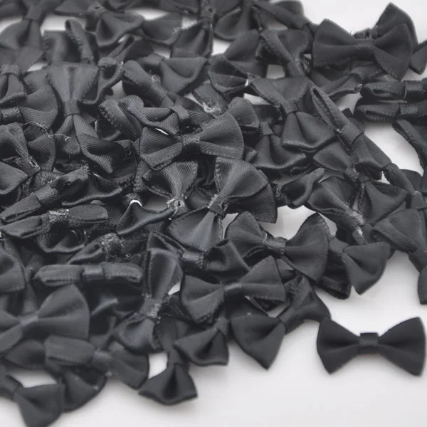 Black 30 шт. Маленькие Атласные Ленточные банты Цветочные аппликации Швейное Ремесло детская ткань комплекты Upick A128 - Цвет: Black