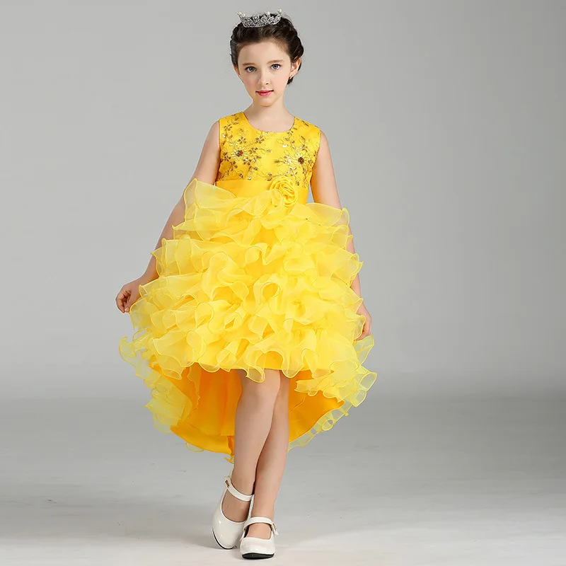 New Girls Cupcake Trailing Party Dresses With Sequins Princess For Artist Program Dress 6 Color Crianca Vestidos | Детская одежда и