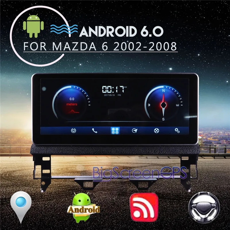 Bigscreen Android 7,1 64GB Автомобильный dvd-плеер gps навигация для Mazda 6 2002-2008 стерео Мультимедиа Bluetooth Радио Satnav лента re