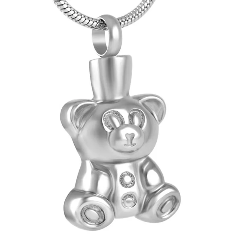

IJD8657 Never Fade Stainless Steel Bear Cremation Pendant Hold Pet Ashes Keepsake Memorial Urn Necklace Jewelry For Children