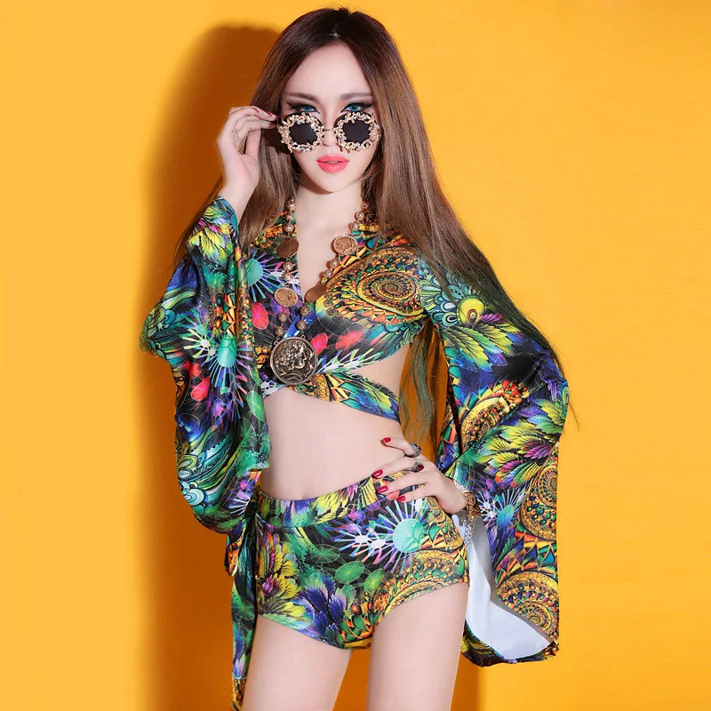 Женский костюм для ночного клуба и бара комплект из 2 предметов модный пикантный