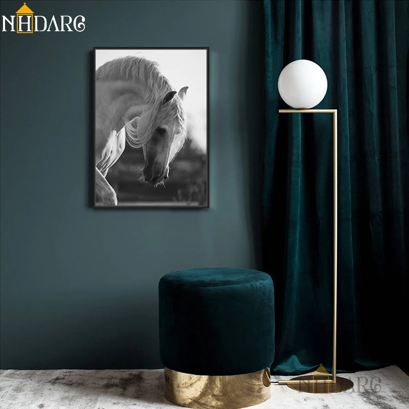 Современные черно-белые животные ЛОШАДЬ Холст печать живопись художественные