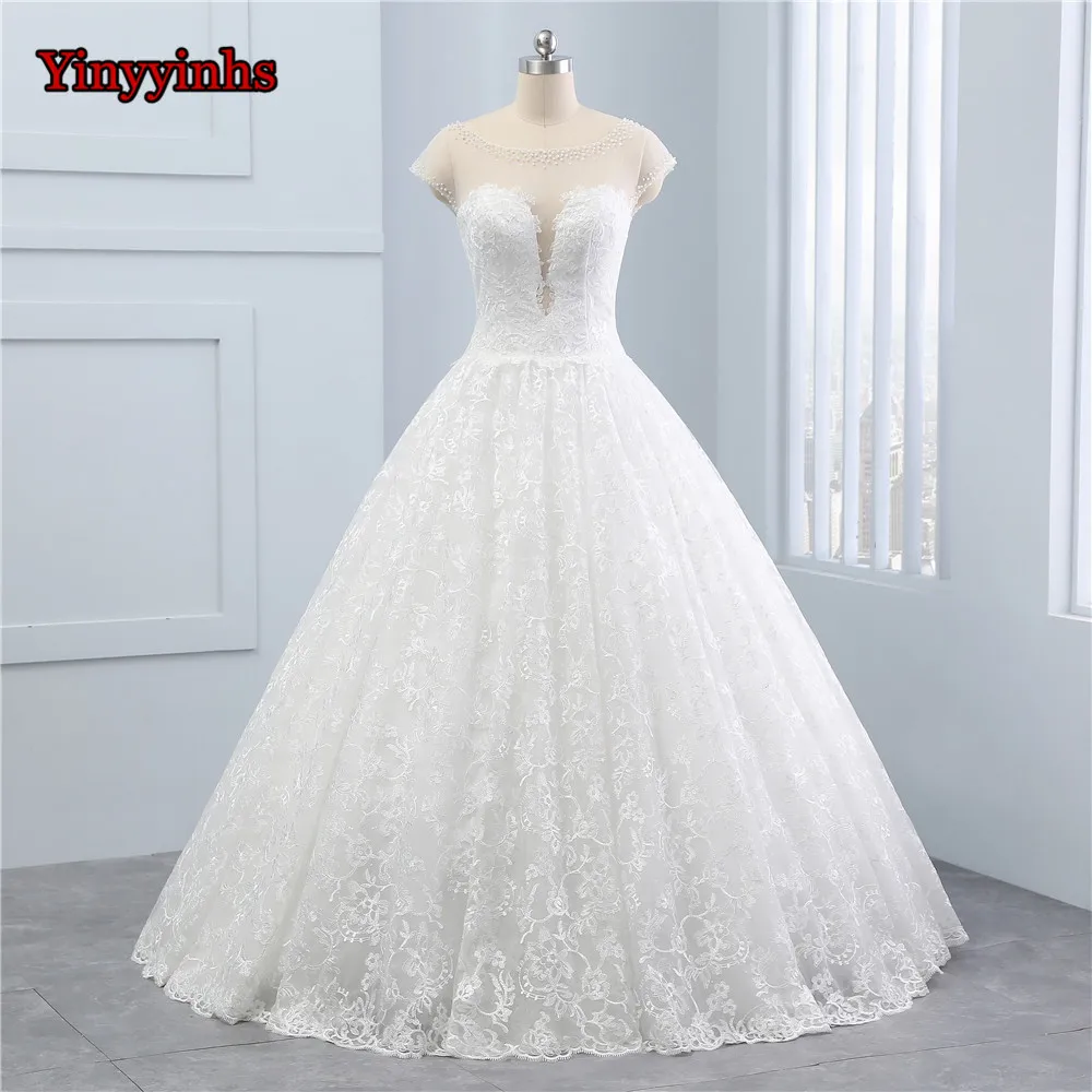 Yinyyinhs Robe De Mariage бальное платье с круглым вырезом Свадебное принцессы открытой