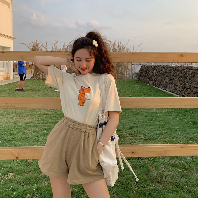 Комплект из двух предметов лето 2019 футболка с коротким рукавом и мультяшным