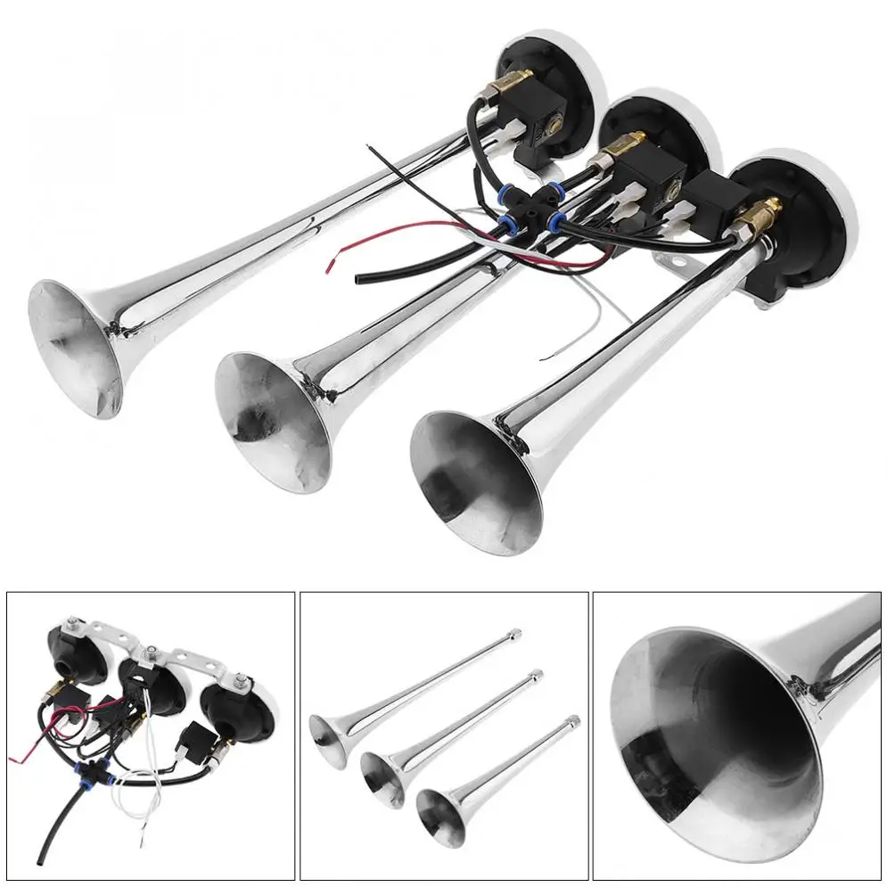 12V / 24V 178dB супер громкий трехканальный воздушный рожок для автомобиля грузовика