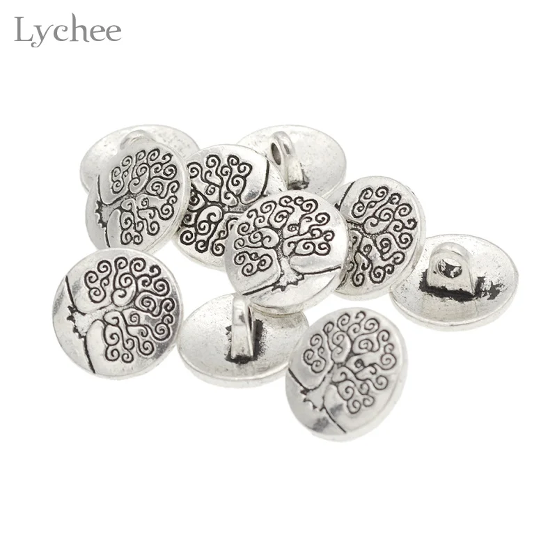 Lychee Life 10 шт. серебристые металлические пуговицы для вырезанных деревьев круглые