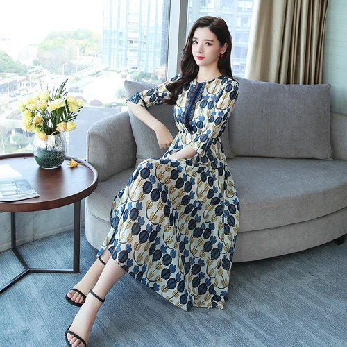 2019 летнее женское платье Boho с принтом шифоновые вечерние платья винтажные