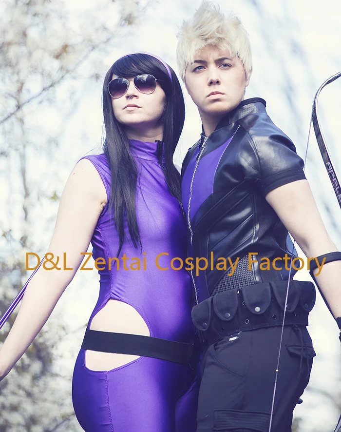 Бесплатная доставка DHL сексуальный женский костюм Кейт Бишоп фиолетовый цвет