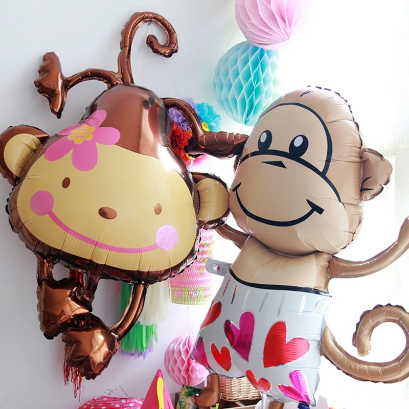 Гигантский счастливый обезьянка гелиевый воздушный шар букет джунглей Животное