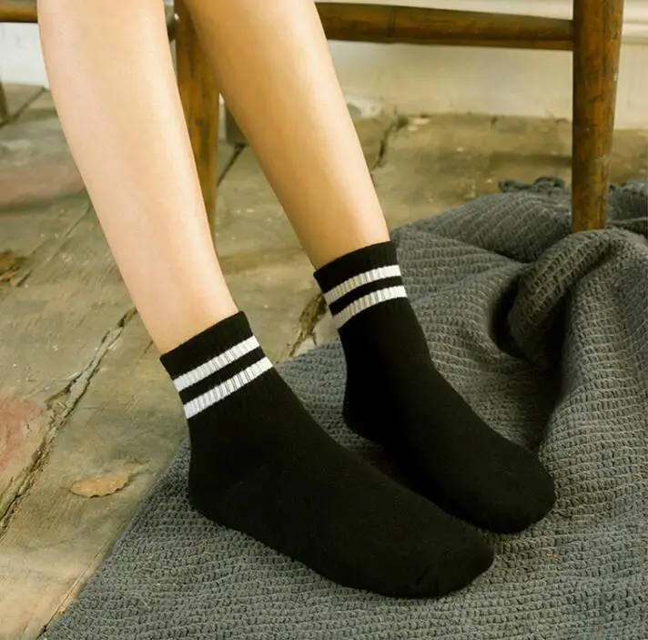 Носки по щиколотку простые полоски полиэстер хлопок эластичные короткие для