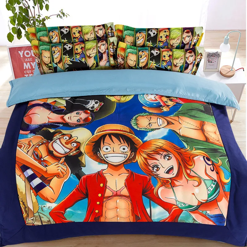 Cartoon One Piece 3D pink full queen king size cartoon bedding sets single double white boys quilts duvet cover set pillowcase | Дом и сад