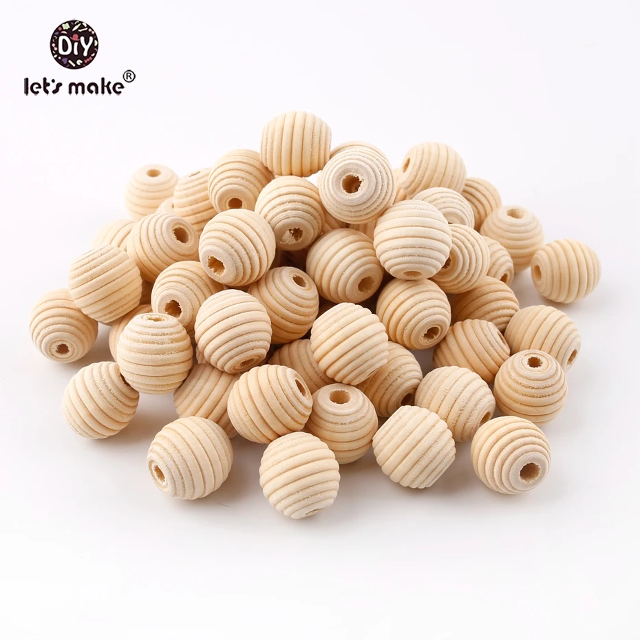 Детский Прорезыватель для зубов Круглый Деревянный бусина 18 мм 15 шт. нитки