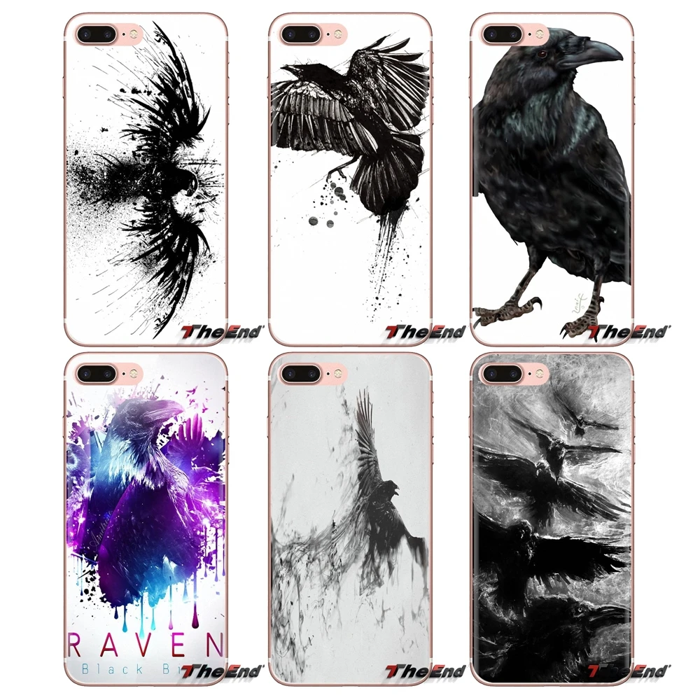Blackbird Raven Black and White TPU Transparent Case Covers For Xiaomi Redmi 4A S2 Note 3 3S 4 4X 5 Plus 6 7 6A Pro Pocophone F1 |