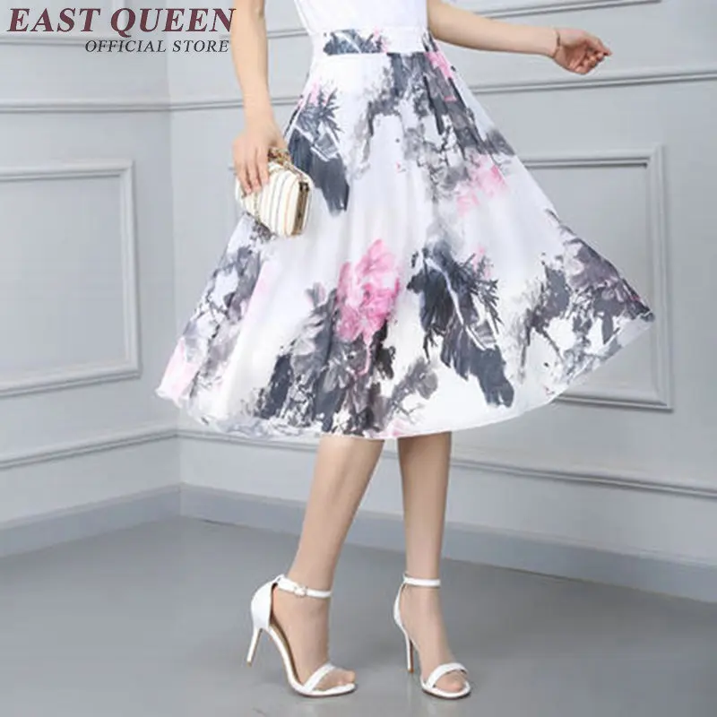 Летняя женская юбка миди 2018 Новое поступление винтажная Расклешенная с
