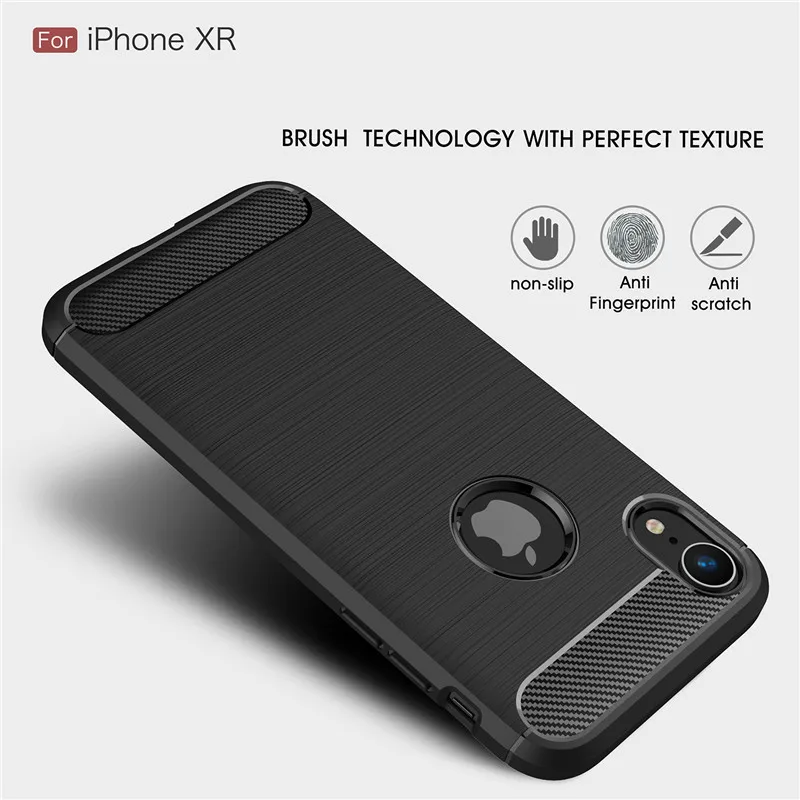 Чехол для телефона из углеродного волокна iPhone XR Мягкий защитный чехол ТПУ Apple