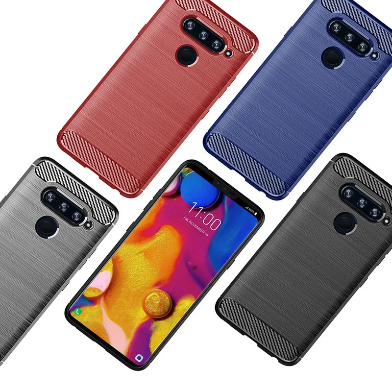 Для LG V40 Thin Q V30S V35 V30 Plus Мягкая силиконовая прочная Противоударная защитная задняя