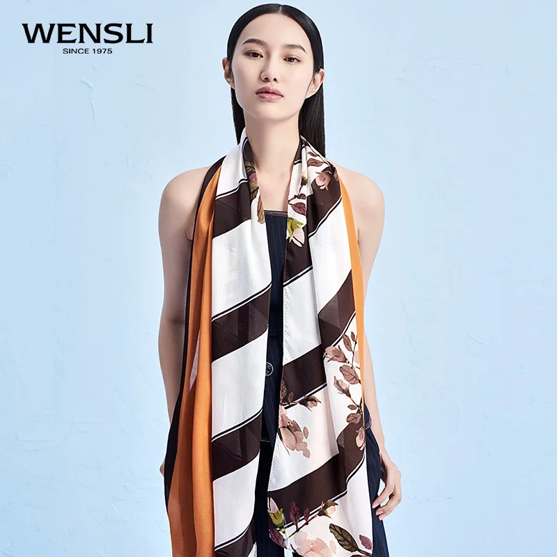 WENSLI люкс 100% шелковый шарф шаль Обёрточная бумага Для женщин Дамы Голову пляжные
