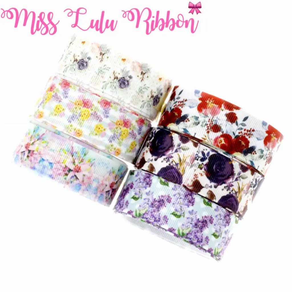 16 мм 75 с цветами розовый напечатан Grosgrain ленты/лента DIY подарочная упаковка