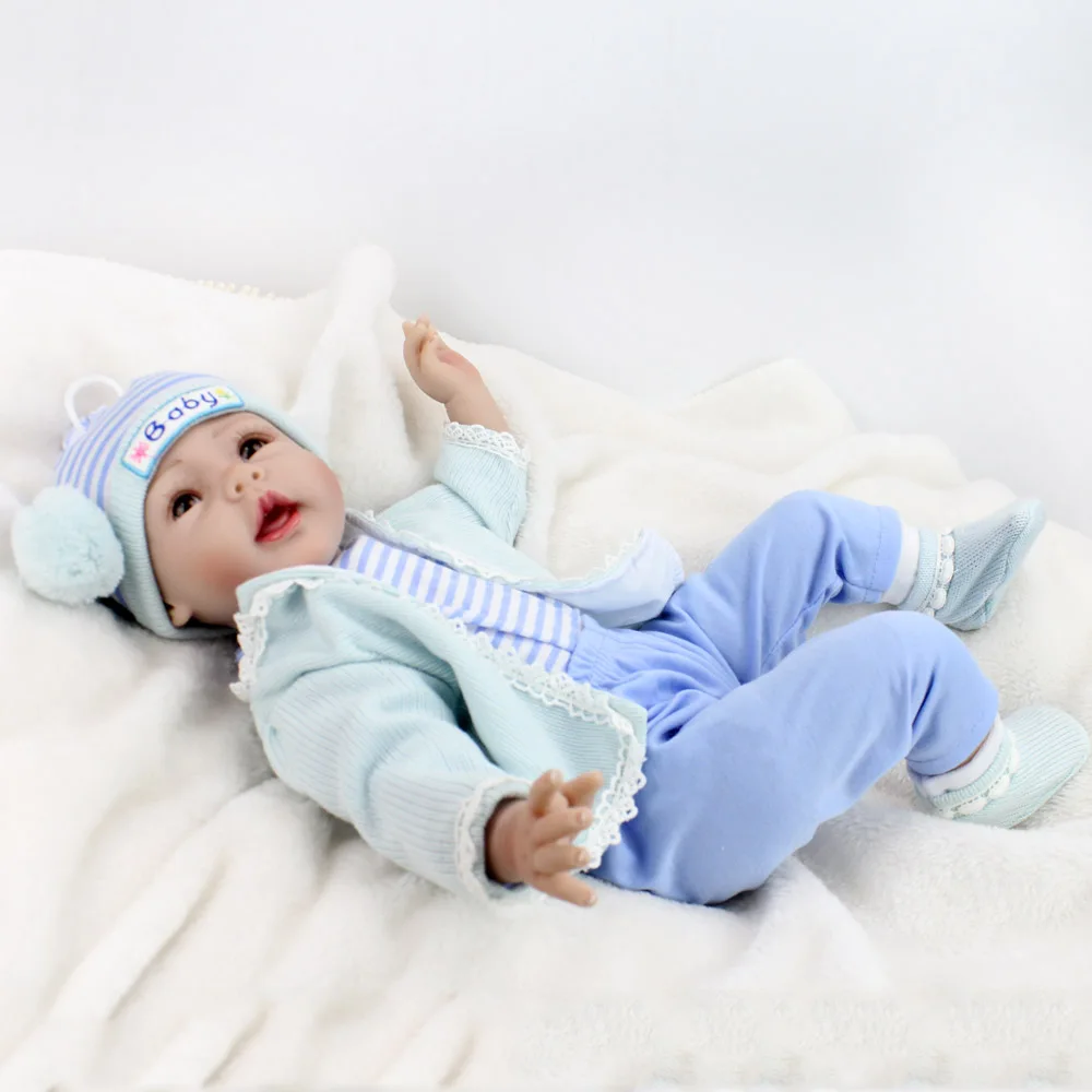 Bebe-Reborn Baby Doll игрушки укоренившегося коричневого мохера новорожденный мальчик Младенцы живы Силиконовые Куклы Игрушки для девочек детский подарок boneca 55 см