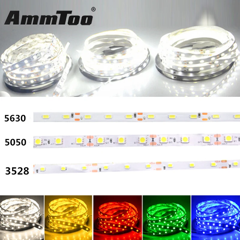 12 В постоянного тока RGB Светодиодная лента 5050 5630 3528 SMD водостойкая 5 м 60