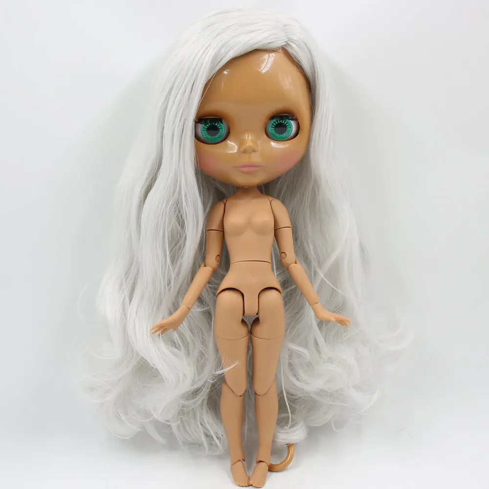 Ледяной обнаженный завод Blyth кукла No. BL1003 серые белые волосы боковая часть волосы стиль соединение тело шоколадная кожа Neo 30 см BJD